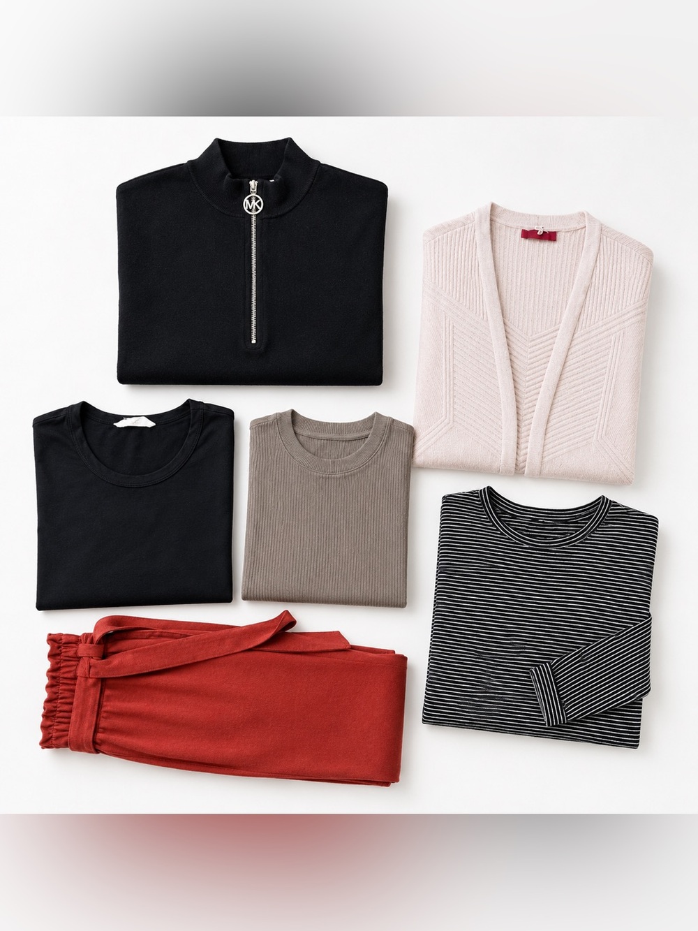 Women’s 6 Piece Capsule Wardrobe Bundle Size L XL Black Neutral Rust